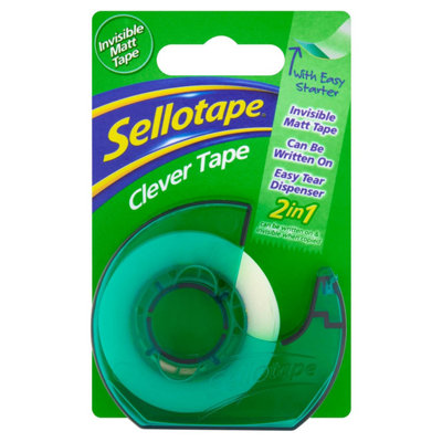 Sellotape Invisible Matt Tape & Clever Tape Dispenser 18mmx25m, 5pk