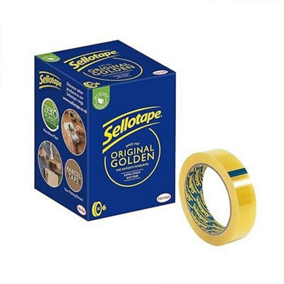 Sellotape Original Golden Multi-Purpose Easy-to-Use Clear Tape, 24mmx66m, 6 Pack