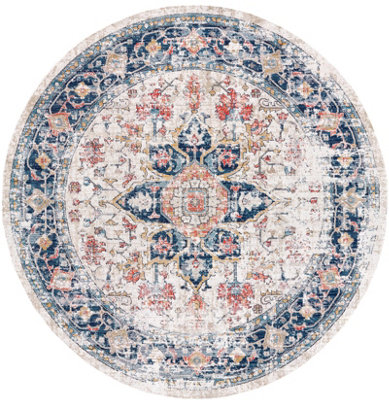 SELMA HILL Round In- & Outdoor Traditional Boho Dark Blue Area Rug 160 x 160 cm