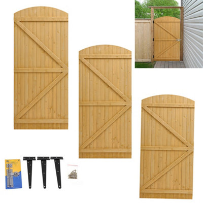 Semi-arc Pine Garden Door with Latch 90x210cm - 3