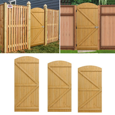 Semi-arc Pine Garden Door with Latch 90x210cm - 4