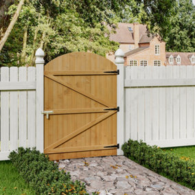 Semi Arch Pine Garden Gate Sturdy Framed Design with Latch & Classic Charm 105cm W x 150cm H