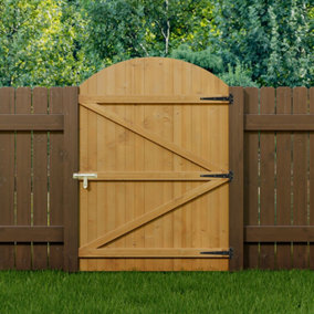 Semi Braced Arch Top Strong Wooden Garden Gate with Latch H 150 cm x W 105 cm