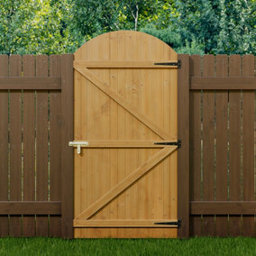 Semi Braced Arch Top Strong Wooden Garden Gate with Latch H 180 cm x W 90 cm