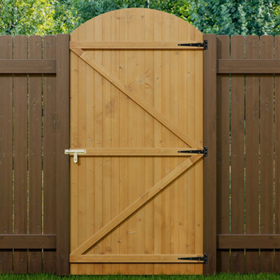 Semi Braced Arch Top Strong Wooden Garden Gate with Latch H 210 cm x W 105 cm