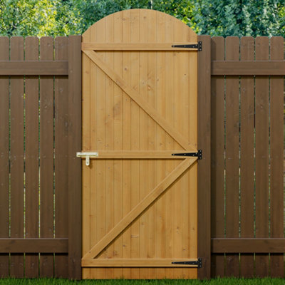 Semi Braced Arch Top Strong Wooden Garden Gate with Latch H 210 cm x W 90 cm