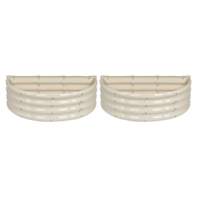 Semicircular Galvanised Steel Outdoor Raised Garden Beds Planter Medium - 90cm x 45cm - Ivory - Pack of 2
