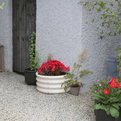 Semicircular Galvanised Steel Outdoor Raised Garden Beds Planter Medium - 90cm x 45cm - Ivory - Pack of 2