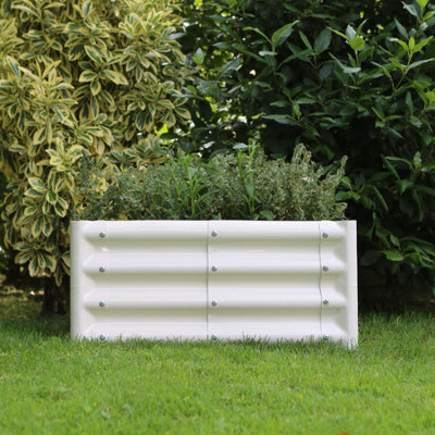 Semicircular Galvanised Steel Outdoor Raised Garden Beds Planter Medium - 90cm x 45cm - Ivory - Pack of 2