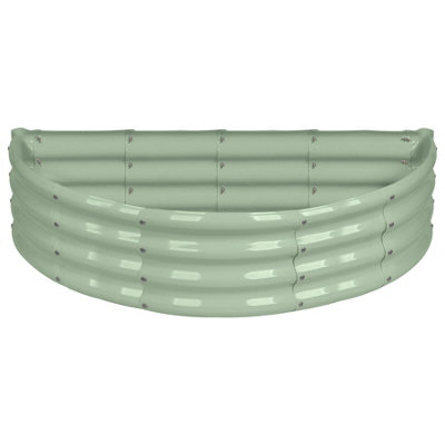 Semicircular Galvanised Steel Raised Garden Bed - 120cm x 60cm - Green