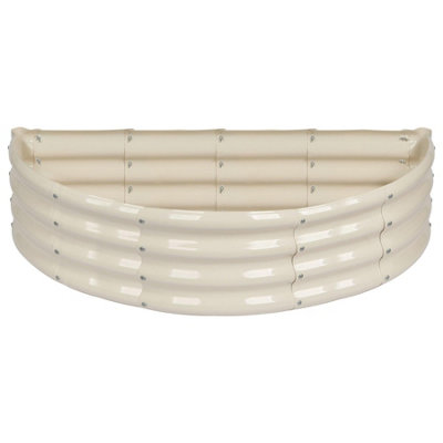 Semicircular Galvanised Steel Raised Garden Bed - 120cm x 60cm - Ivory