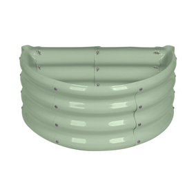 Semicircular Galvanised Steel Raised Garden Bed - 60cm x 30cm - Green