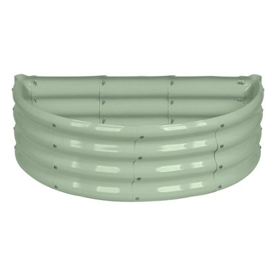 Semicircular Galvanised Steel Raised Garden Bed - 90cm x 45cm - Green