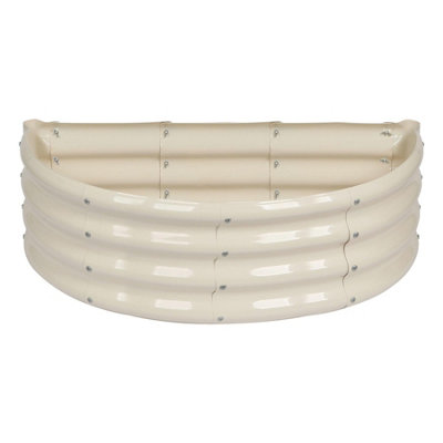 Semicircular Galvanised Steel Raised Garden Bed - 90cm x 45cm - Ivory