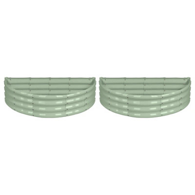 Semicircular Galvanised Steel Raised Garden Beds - 120cm x 60cm - Green - Pack of 2