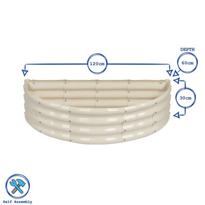Semicircular Galvanised Steel Raised Garden Beds - 120cm x 60cm - Green - Pack of 2 - 3