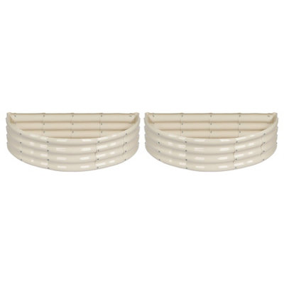 Semicircular Galvanised Steel Raised Garden Beds - 120cm x 60cm - Ivory - Pack of 2