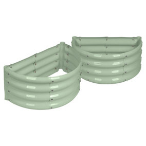 Semicircular Galvanised Steel Raised Garden Beds - 60cm x 30cm - Green - Pack of 2