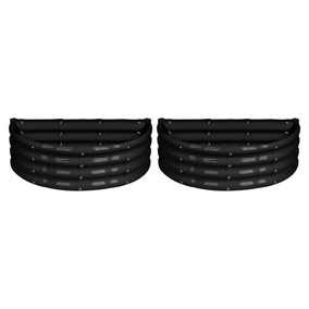 Semicircular Galvanised Steel Raised Garden Beds - 90cm x 45cm - Anthracite - Pack of 2