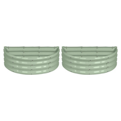 Semicircular Galvanised Steel Raised Garden Beds - 90cm x 45cm - Green - Pack of 2