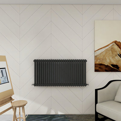 SENA Savoy Cast Iron Anthracite Double 600mm x 1190mm Radiator