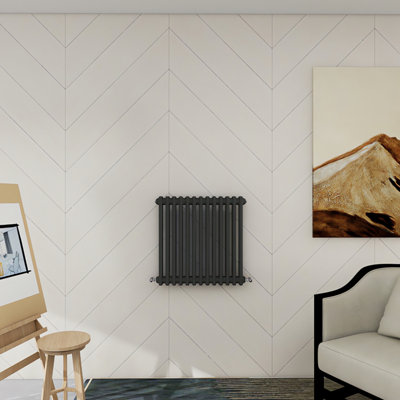 SENA Savoy Cast Iron Anthracite Double 600mm x 605mm Radiator
