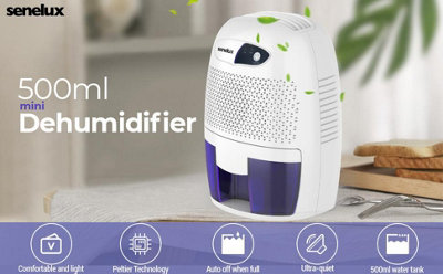 Senelux 500ml/Day Mini Dehumidifier For Home and Bedrooms