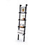 Sennen BLACK Wooden 4 tier Ladder Shelf / Leaning Bookcase