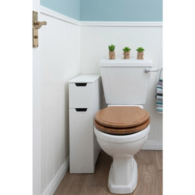 White narrow bathroom deals storage