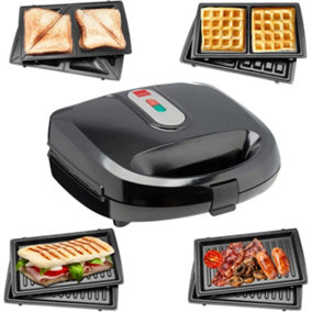 Sensio Home Multi Functional 3 in 1 Waffle, Deep Fill Sandwich, Panini or Grill Maker Black