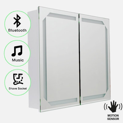 Sensor LED Lighted Bathroom Mirror Cabinets with Bluetooth Speaker