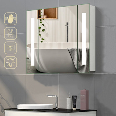 Bathroom mirror with storage deals and light