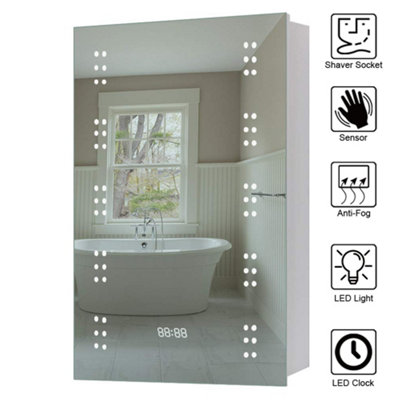 Led bathroom mirrors with deals shaver socket and clock