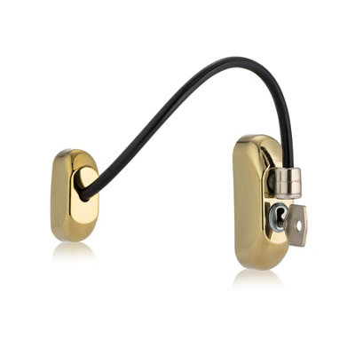Sentinel Key Locking Cable Window Restrictor in Polished Gold
