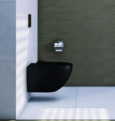 Sento SmoothFlush rimless toilet + seat with fall brake, Matte black ...