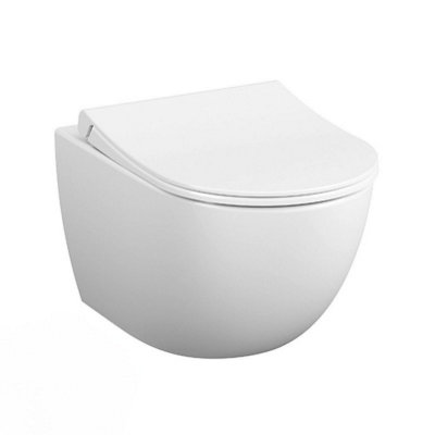 Sento SmoothFlush rimless toilet + seat with fall brake, White (7848 ...