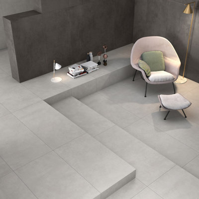 Sentry Matt Grey Concrete Effect Porcelain Wall & Floor Tile - Pack of 18 Tiles, 12.96m�² - (L)600(W)1200mm