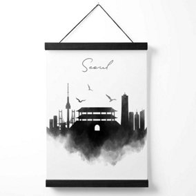 Seoul Watercolour Skyline City Medium Poster with Black Hanger