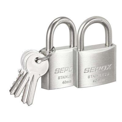 Sepox Outdoor Padlock with Key Stainless Steel Lock Body and Shackle ...