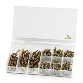 Sequal 332 Piece Screws Assortment With Compartment Box, 8 Different Screw Sizes