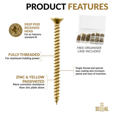 Sequal 332 Piece Screws Assortment With Compartment Box, 8 Different ...