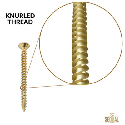 SEQUAL Hyper Drive Wood Screws, Self Countersinking Head, With Knurled Thread, M4x70mm (Box Of 100)