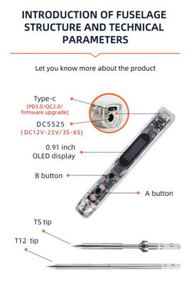 SEQURE SI012 Pro Intelligent OLED Electric Soldering Iron Transparent ...
