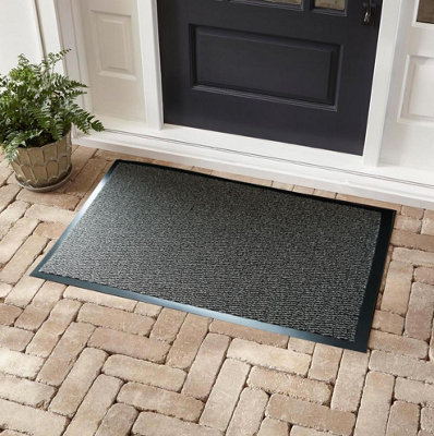 Serdim Rugs Non Slip Dirt Trapper Rubber Edged PVC Barrier Door Entrance Mats Beige 60x80 cm