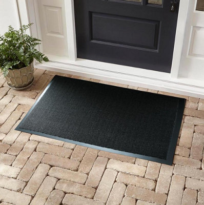 Serdim Rugs Non Slip Dirt Trapper Rubber Edged PVC Barrier Door Entrance Mats Charcoal 120x180 cm