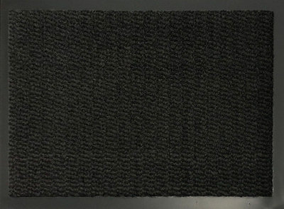 Serdim Rugs Non Slip Dirt Trapper Rubber Edged PVC Barrier Door Entrance Mats Charcoal 60x90 cm