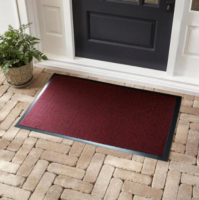 Serdim Rugs Non Slip Dirt Trapper Rubber Edged PVC Barrier Door Entrance Mats Red 120x180 cm