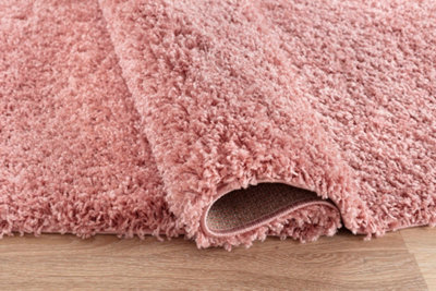 Light Pink Shaggy Rug 4.5cm Thick Anti Shed Blush Living Room Shaggy Area  Rugs