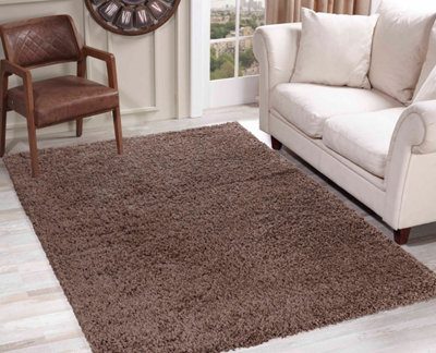 Serdim Rugs Plain Living Room Shaggy Area Rugs D.Beige 200x290 cm