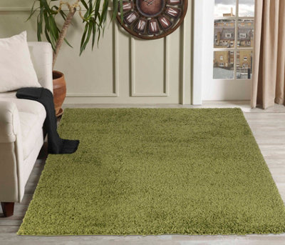 Serdim Rugs Plain Living Room Shaggy Area Rugs Green 120x170 cm